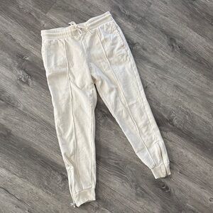 DKNY Sport Cream Pull On French Terry Joggers with Ankle Zippers Size Small